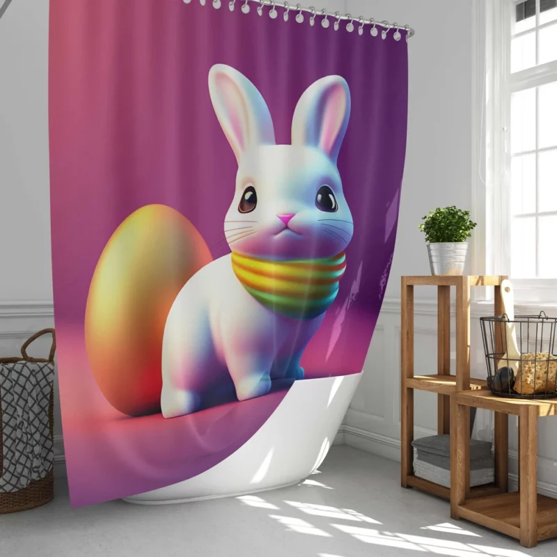 Bunny Wearing Easter Scarf Shower Curtain