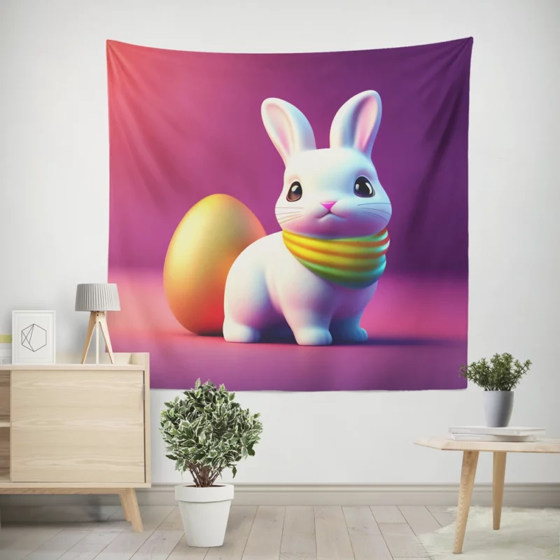 Bunny Wearing Easter Scarf Wall Tapestry