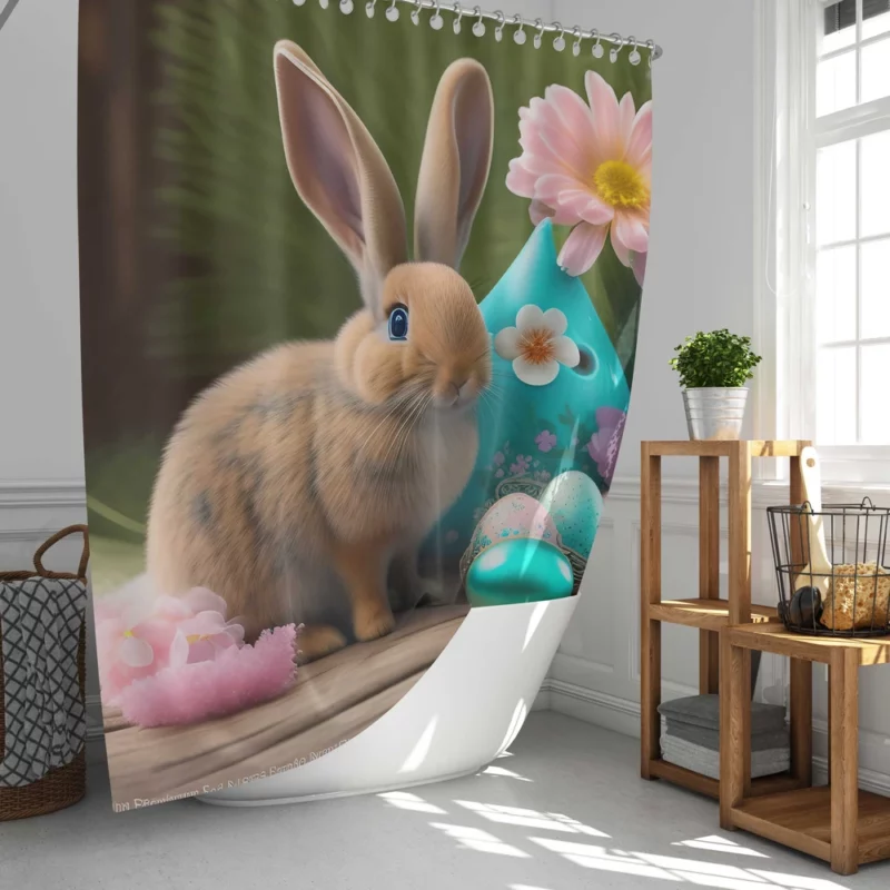 Bunny and Easter Egg Still Life Shower Curtain