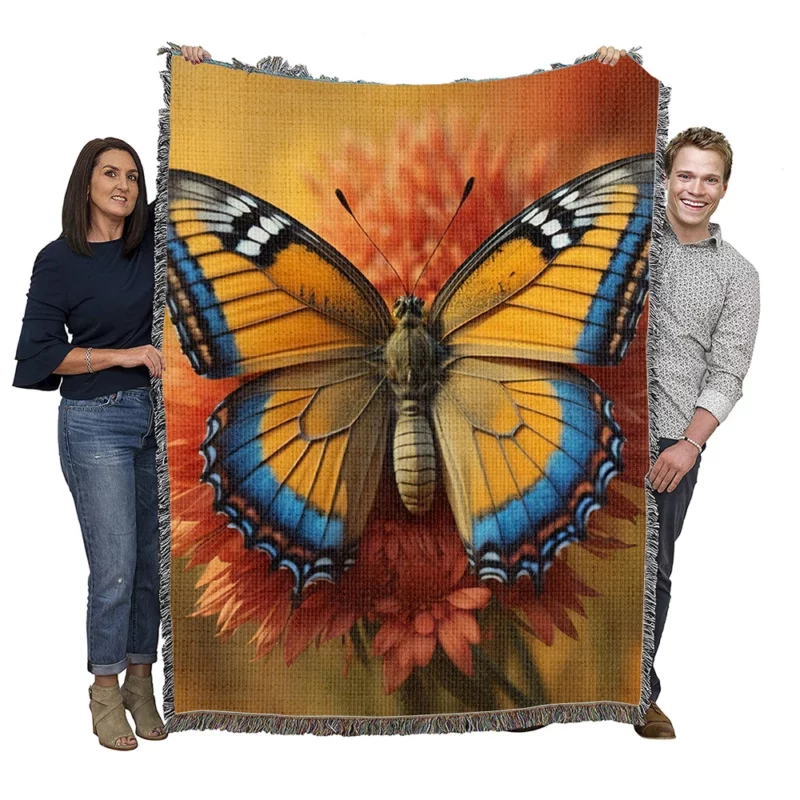 Butterfly Close-Up Portrait Woven Blanket