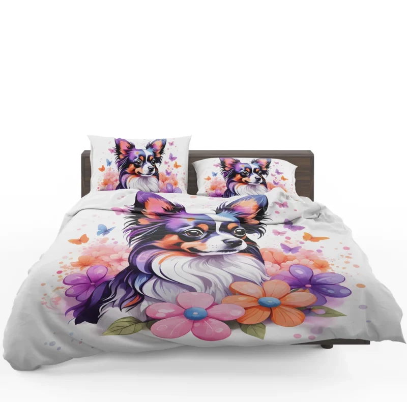 Butterfly Ears Papillon Dog Charm Bedding Set 1