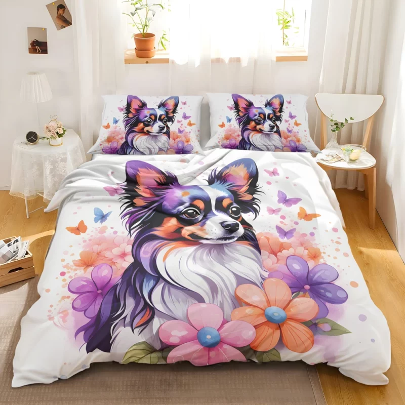 Butterfly Ears Papillon Dog Charm Bedding Set 2