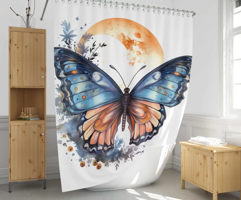 Butterfly Fairytale Illustration Shower Curtain 1