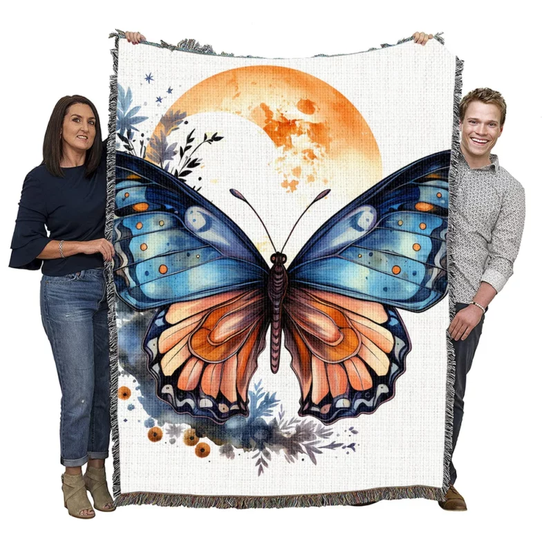 Butterfly Fairytale Illustration Woven Blanket