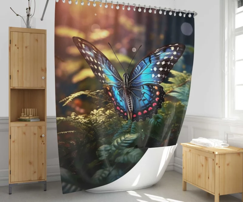 Butterfly in the Flowers Shower Curtain 1