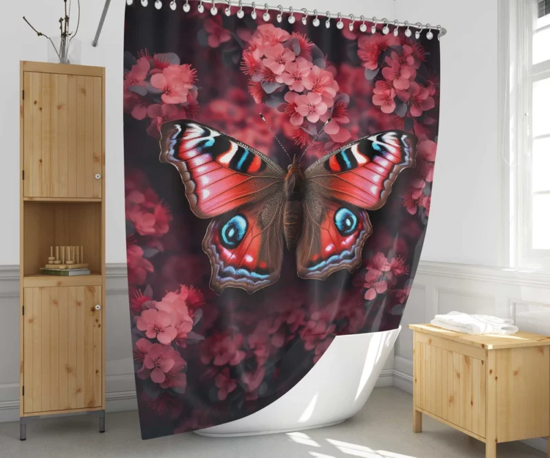 Butterfly on Top of Flower Shower Curtain 1