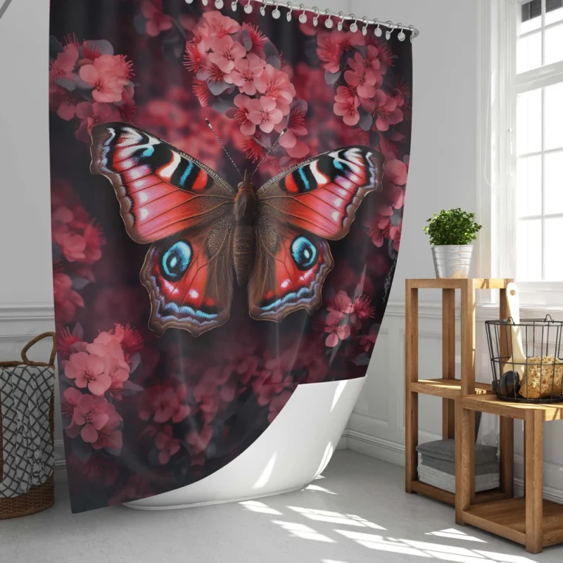 Butterfly on Top of Flower Shower Curtain