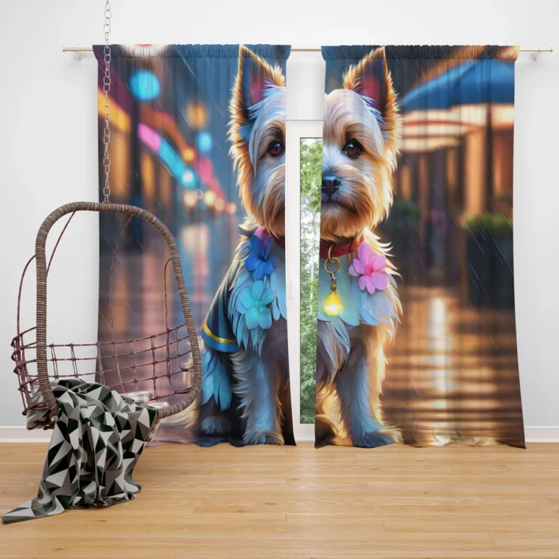 Cairn Terrier Cheerful Dog Essence Curtain