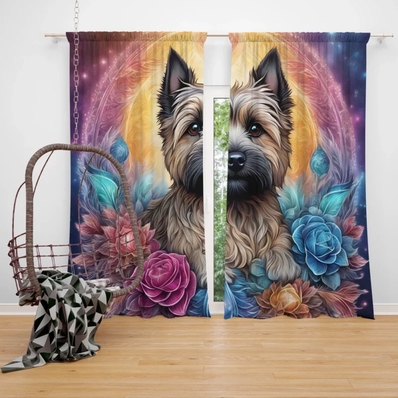 Cairn Terrier Playful Nature Dog Delight Curtain