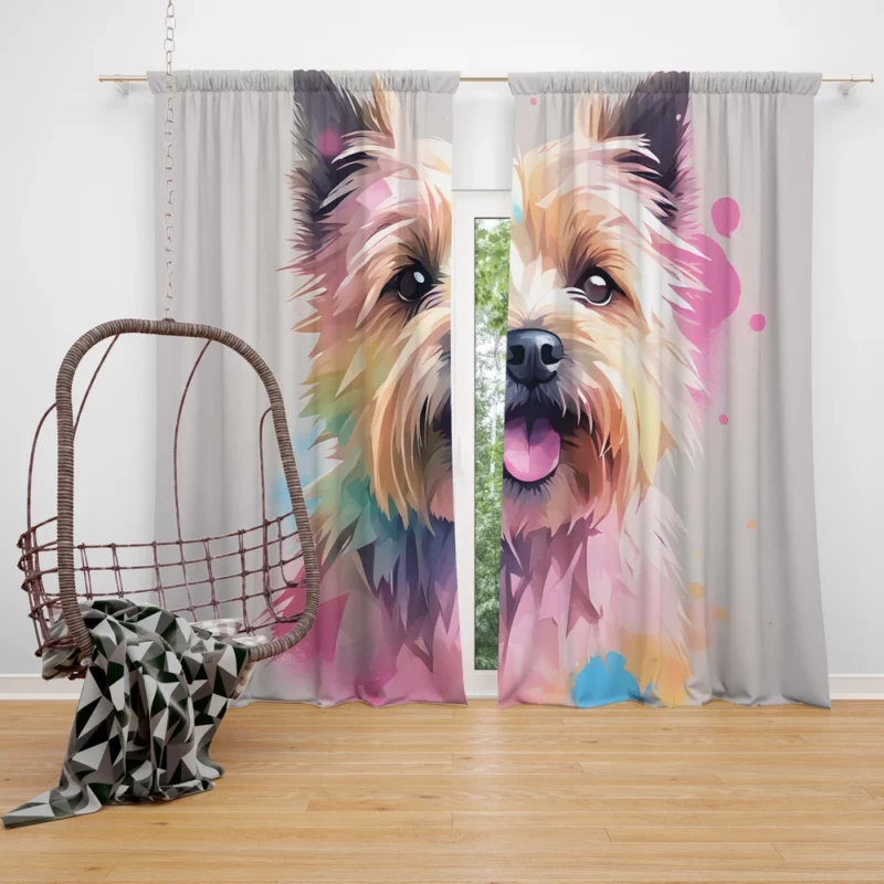 Cairn Terrier Whimsy Dog Playful Presence Curtain