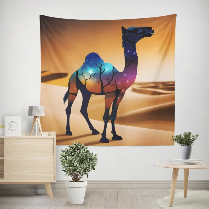 Camel in Desert Wall Tapestry