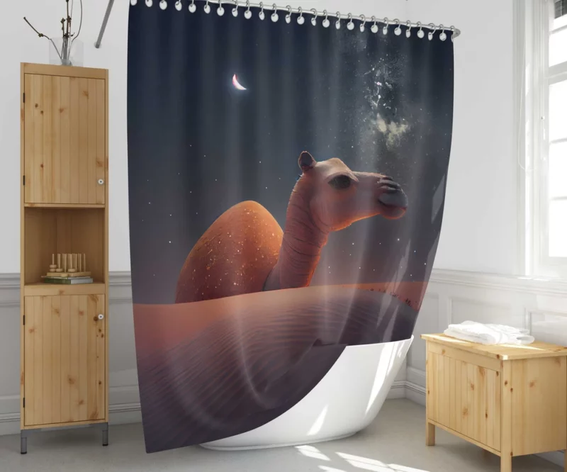 Camel in Desert at Night Shower Curtain 1