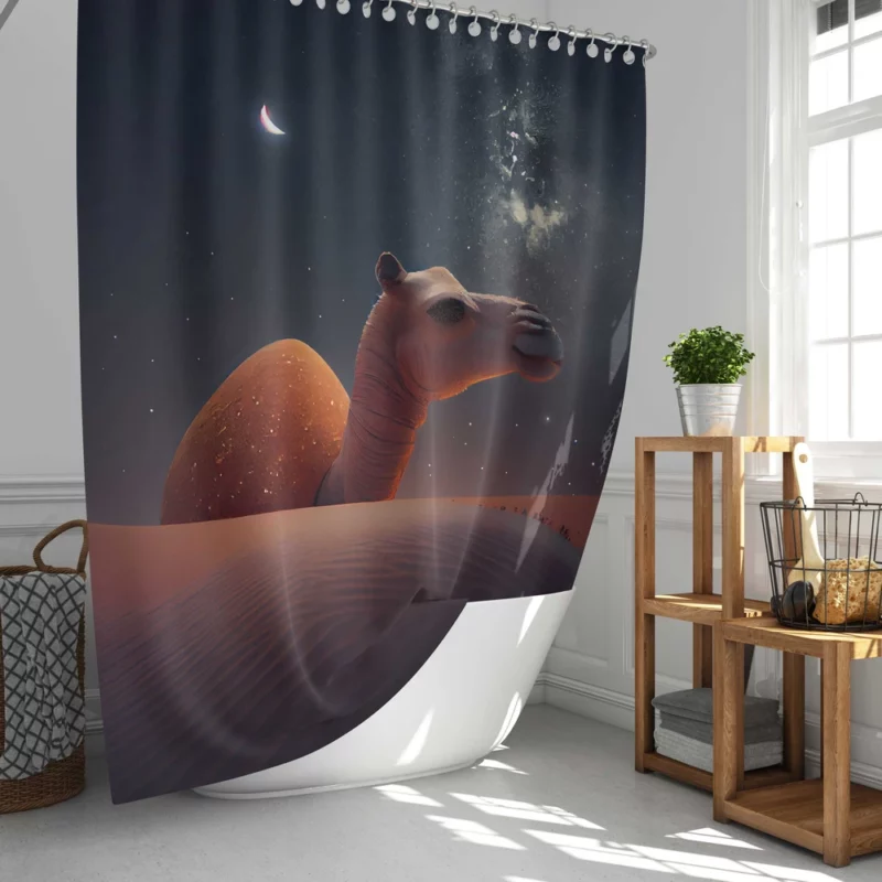 Camel in Desert at Night Shower Curtain