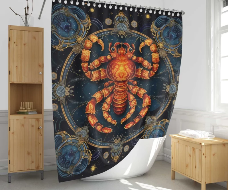 Cancer Zodiac Crab Art Shower Curtain 1