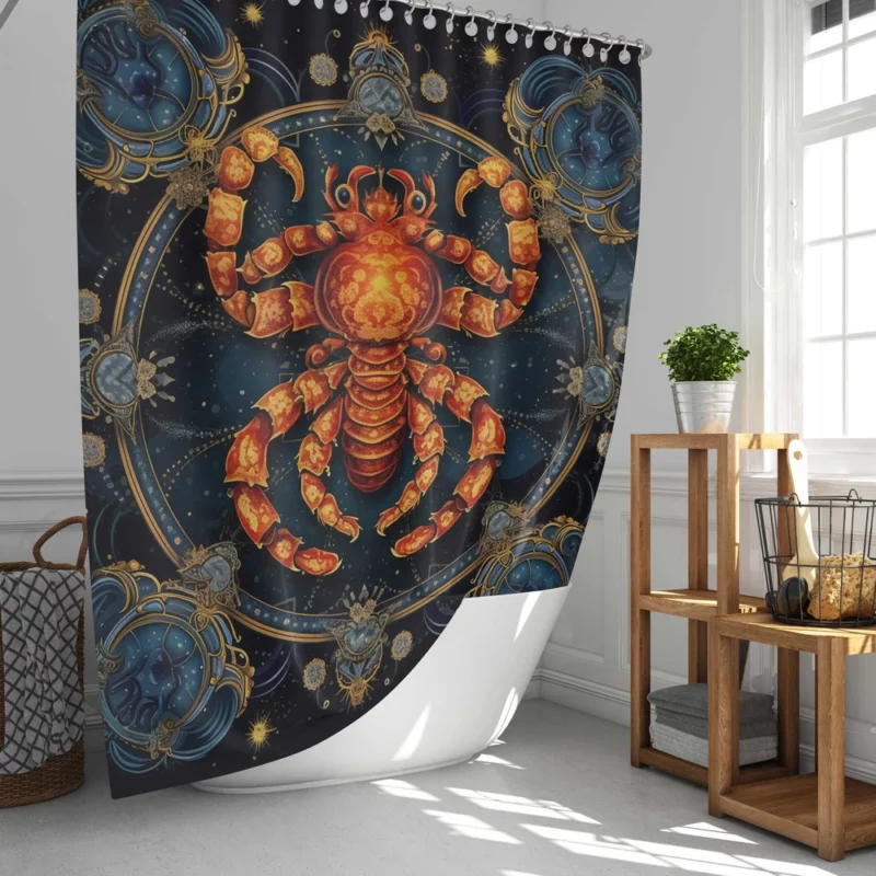 Cancer Zodiac Crab Art Shower Curtain