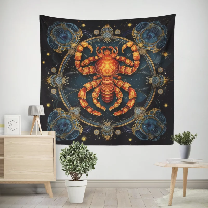 Cancer Zodiac Crab Art Wall Tapestry