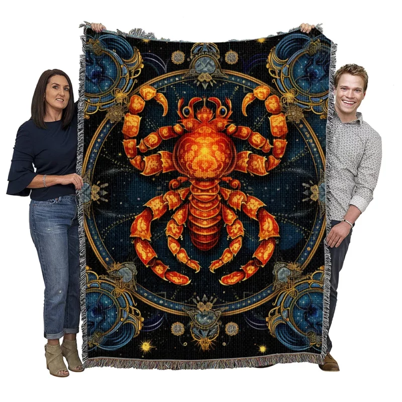 Cancer Zodiac Crab Art Woven Blanket