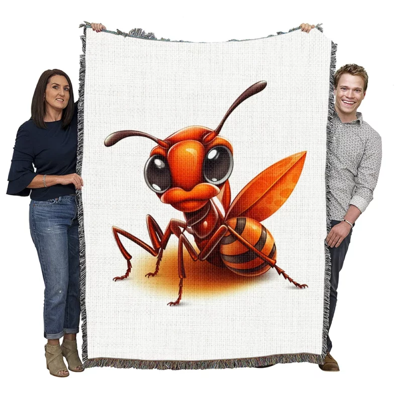 Cartoon Ant Logo Woven Blanket