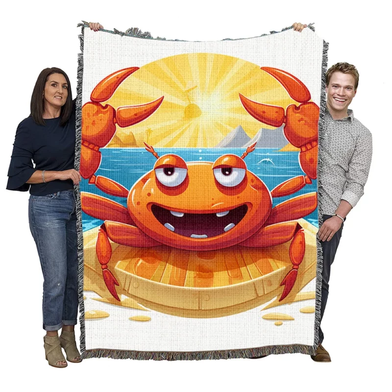 Cartoon Crab Logo Woven Blanket