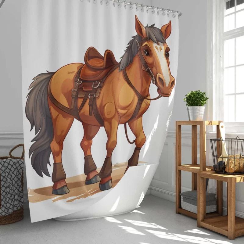 Cartoon Horse With Saddle Shower Curtain