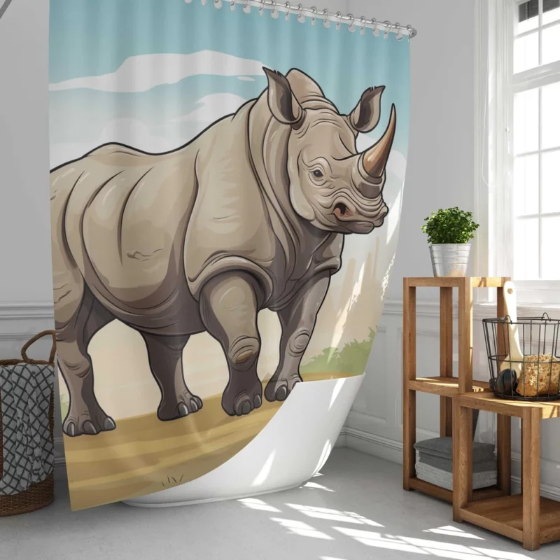 Cartoon Vector Rhino Shower Curtain