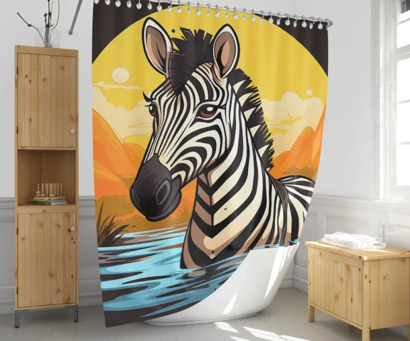 Cartoon Zebra Logo Shower Curtain 1