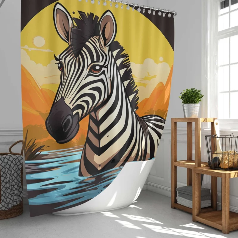 Cartoon Zebra Logo Shower Curtain