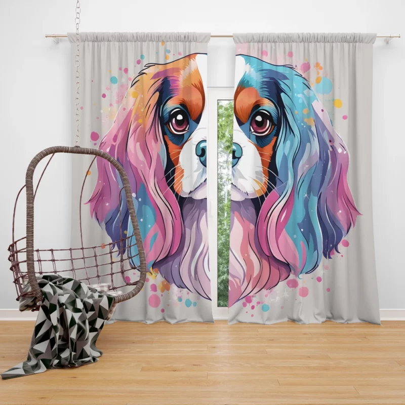 Cavalier King Charles Spaniel Majesty Dog Regal Stance Curtain