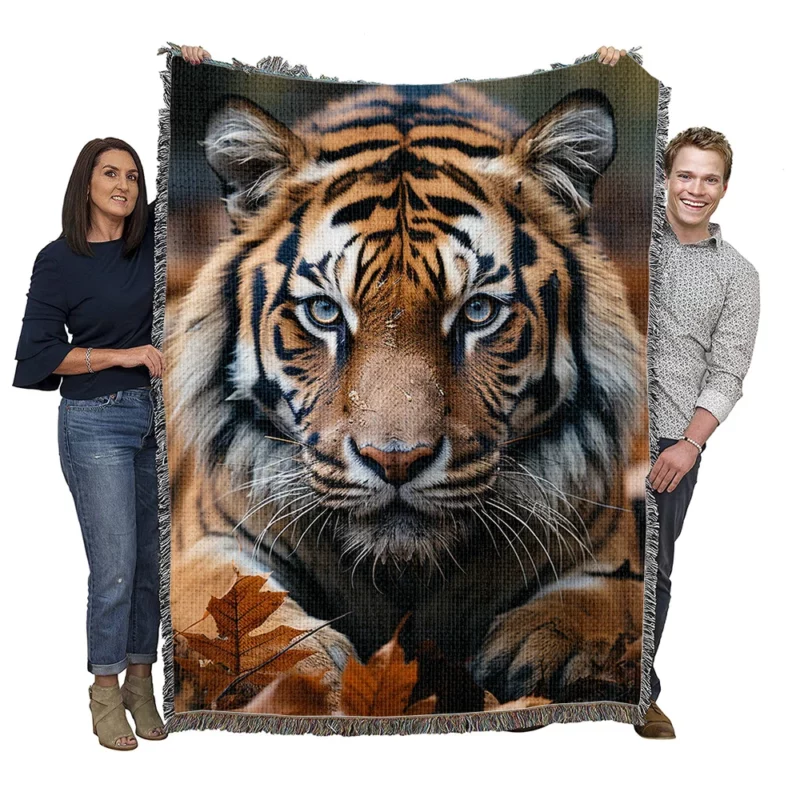 Celebrating the Majesty of Bengal Tigers Woven Blanket