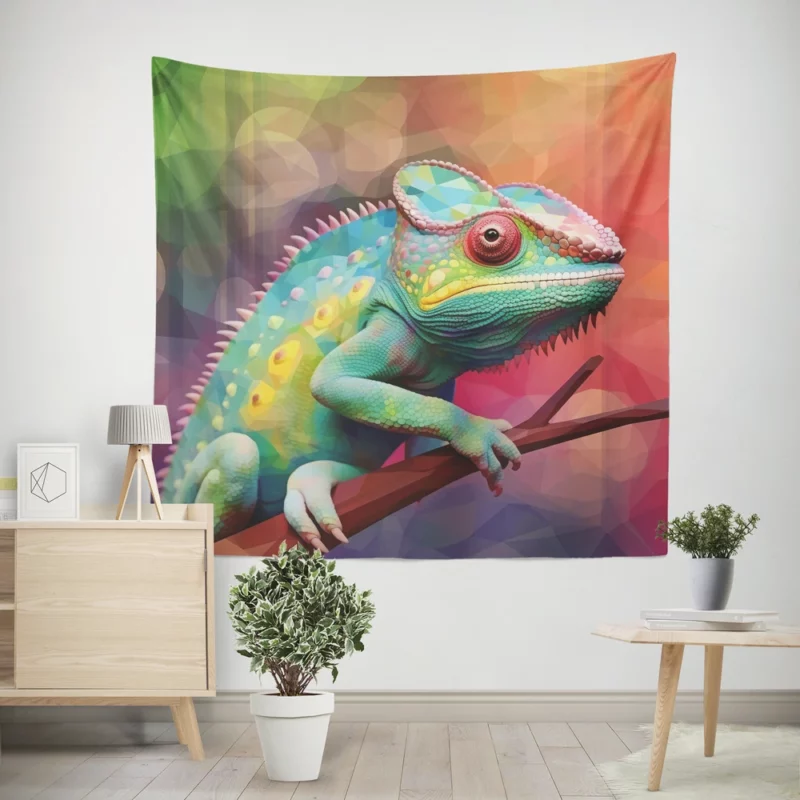 Chameleon on Tree Branch Wall Tapestry