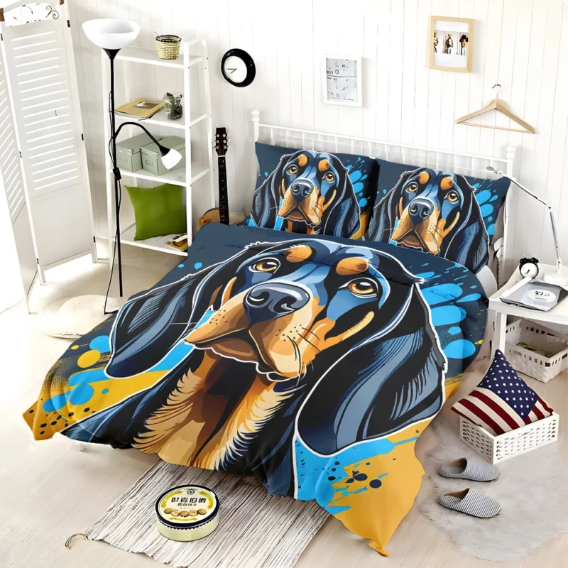 Charming Black and Tan Coonhound Dog Charmer Bedding Set