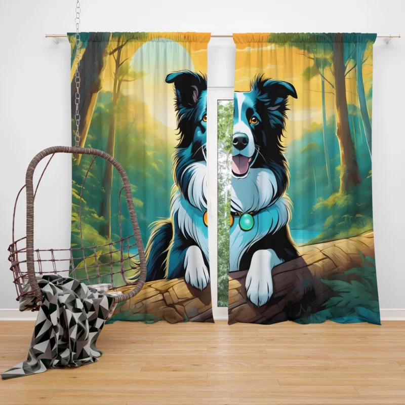 Charming Border Collie Dog Charmer Curtain