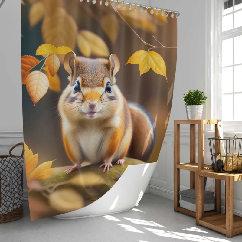 Charming Chipmunk in the Golden Autumn Canopy Shower Curtain