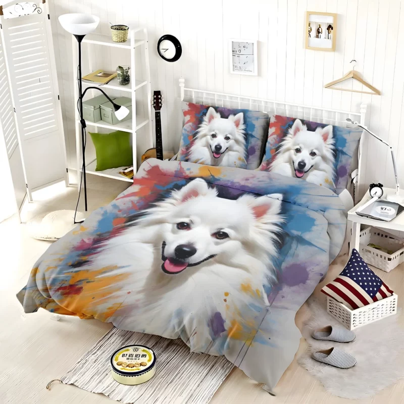 Cheerful American Eskimo Charm Dog Delight Bedding Set