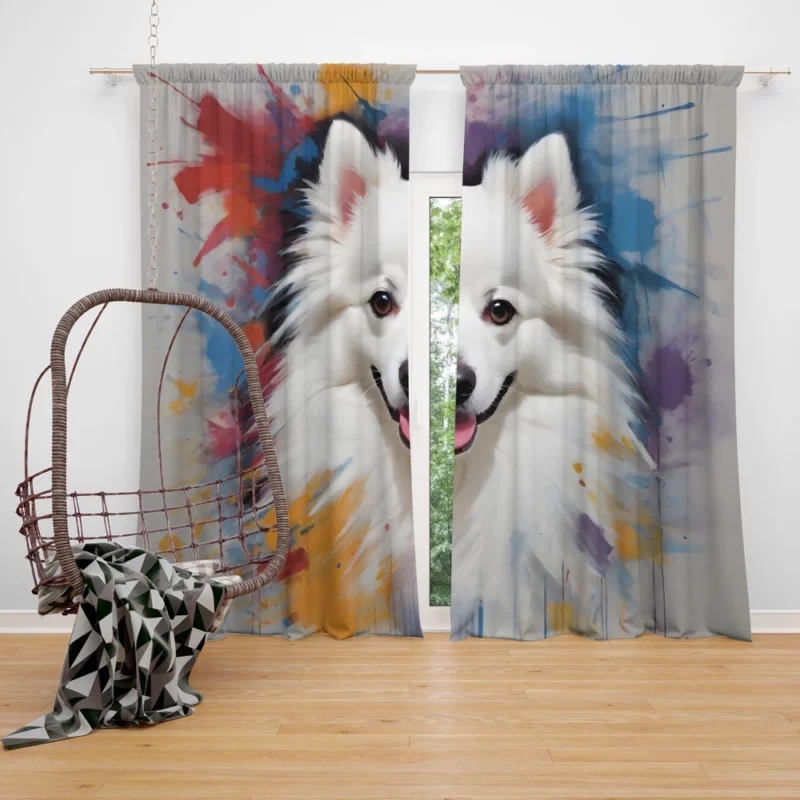 Cheerful American Eskimo Charm Dog Delight Curtain