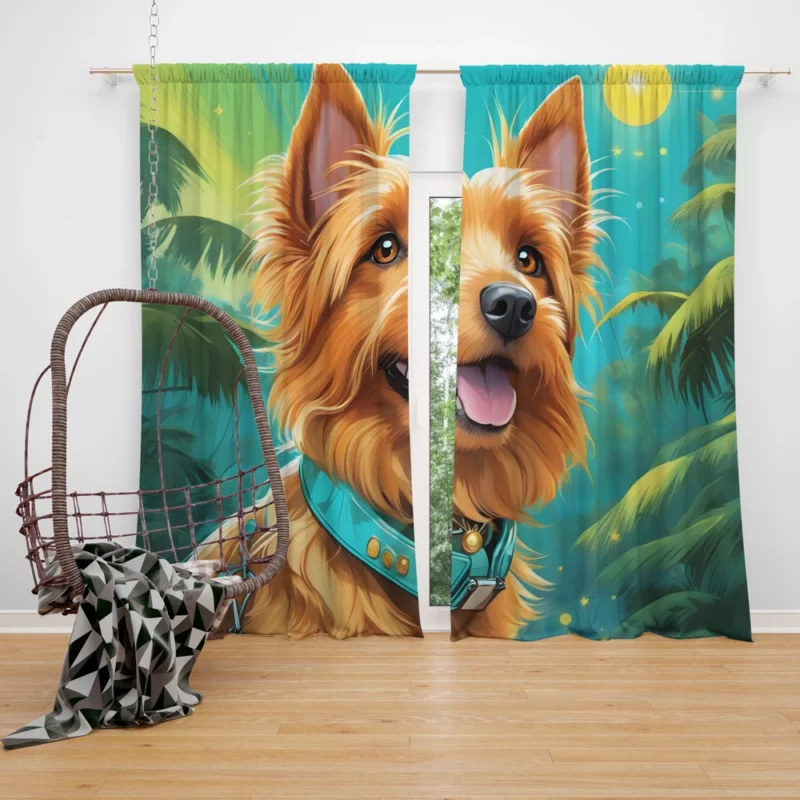 Cheerful Australian Terrier Dog Joy Curtain