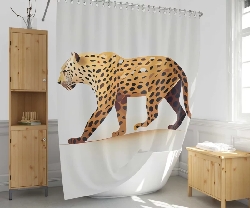 Cheetah Outline on White Shower Curtain 1