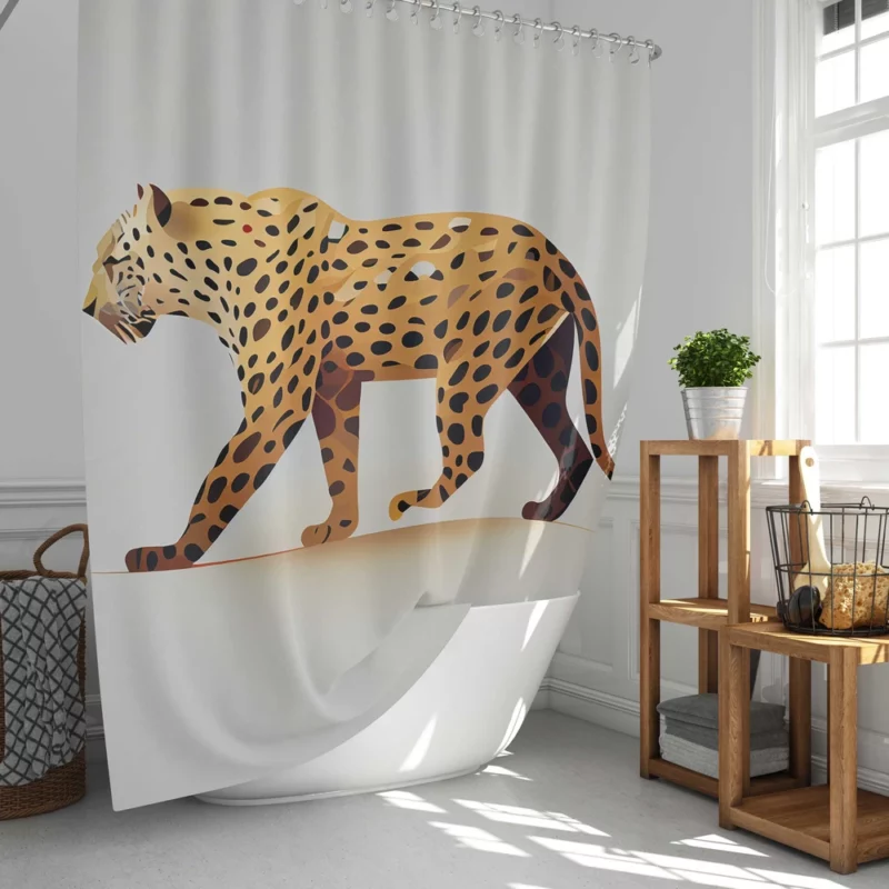 Cheetah Outline on White Shower Curtain