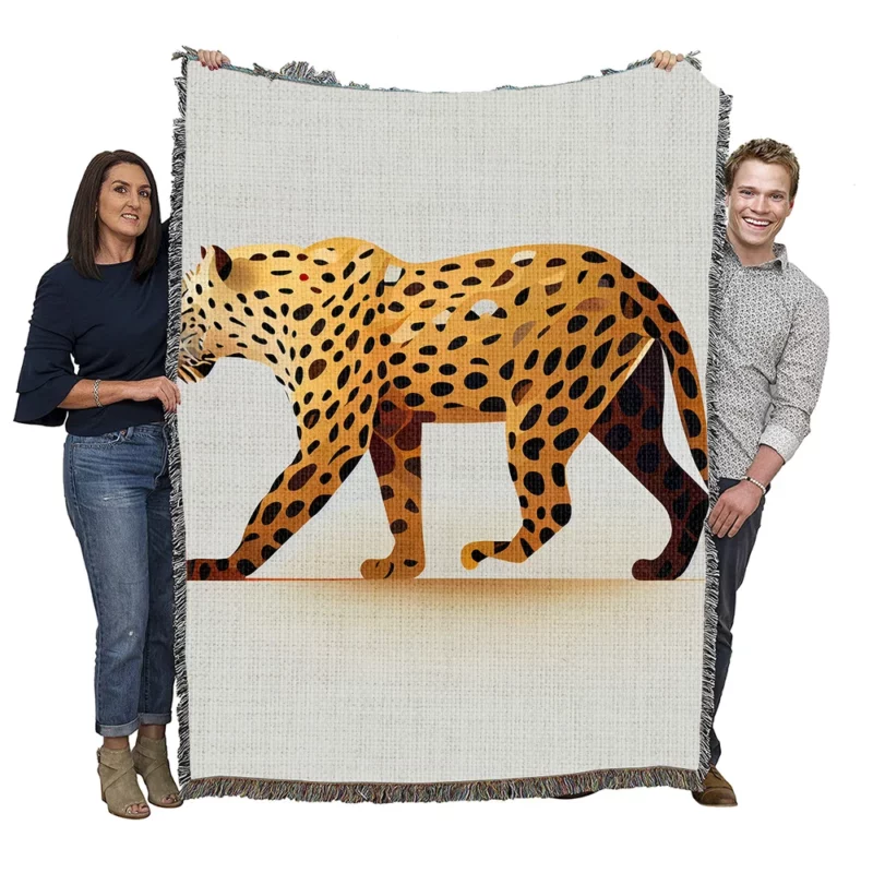 Cheetah Outline on White Woven Blanket