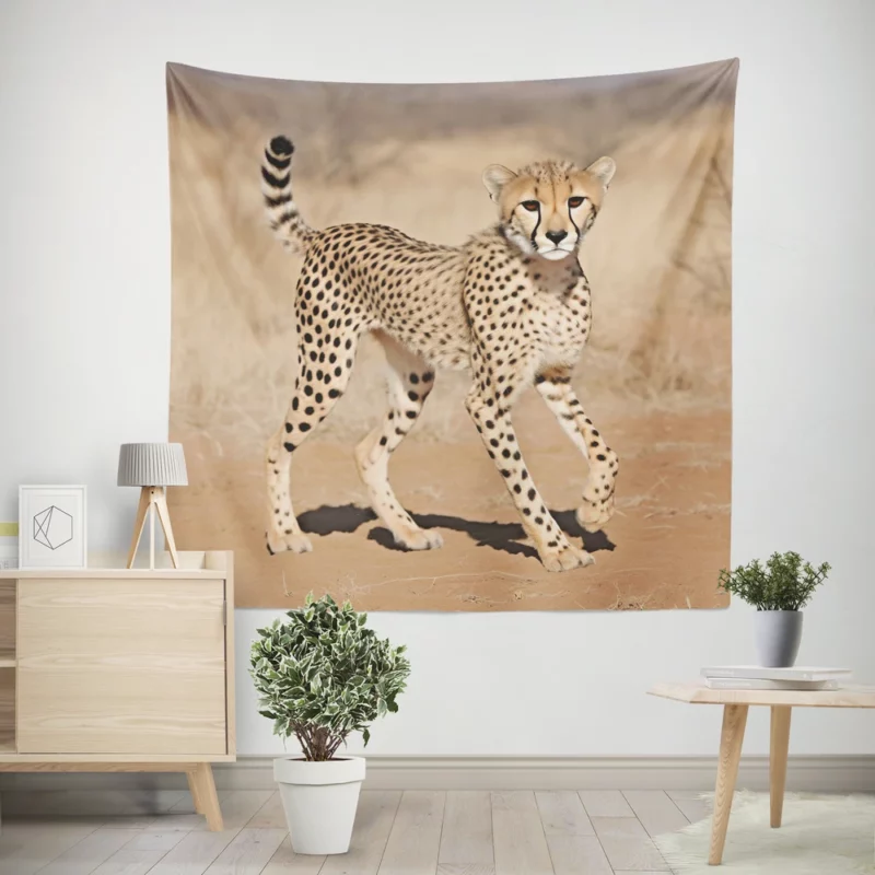 Cheetah Running Artwork Wall Tapestry