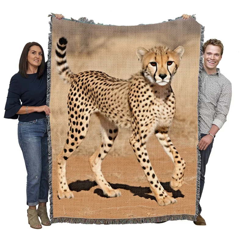 Cheetah Running Artwork Woven Blanket