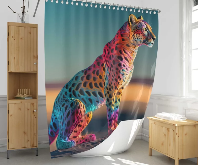 Cheetah Sitting in the Desert Shower Curtain 1