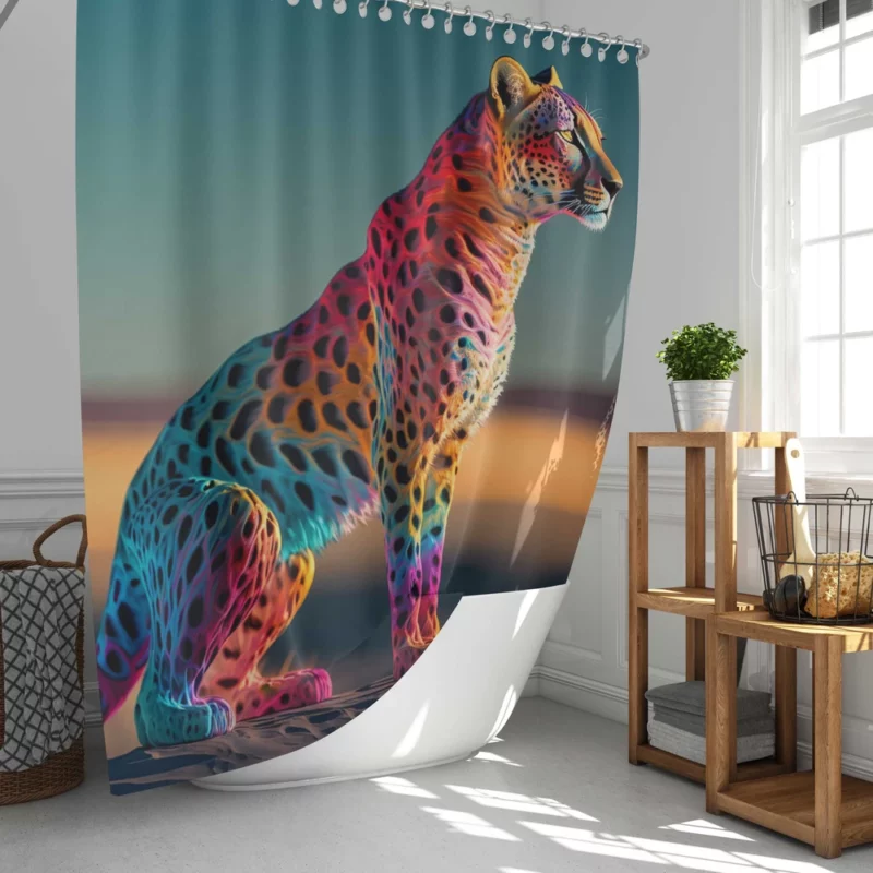 Cheetah Sitting in the Desert Shower Curtain