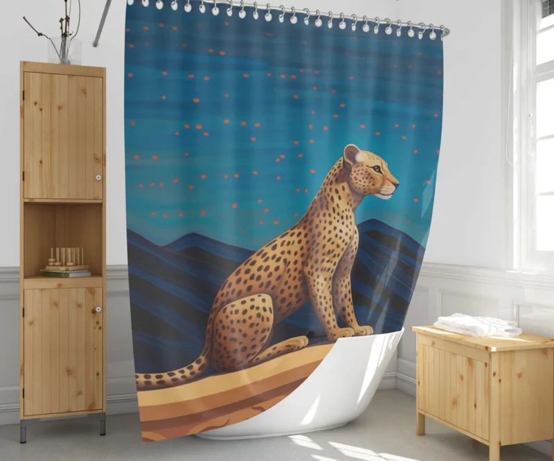 Cheetah Sitting on Ledge Shower Curtain 1