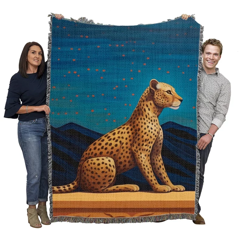 Cheetah Sitting on Ledge Woven Blanket