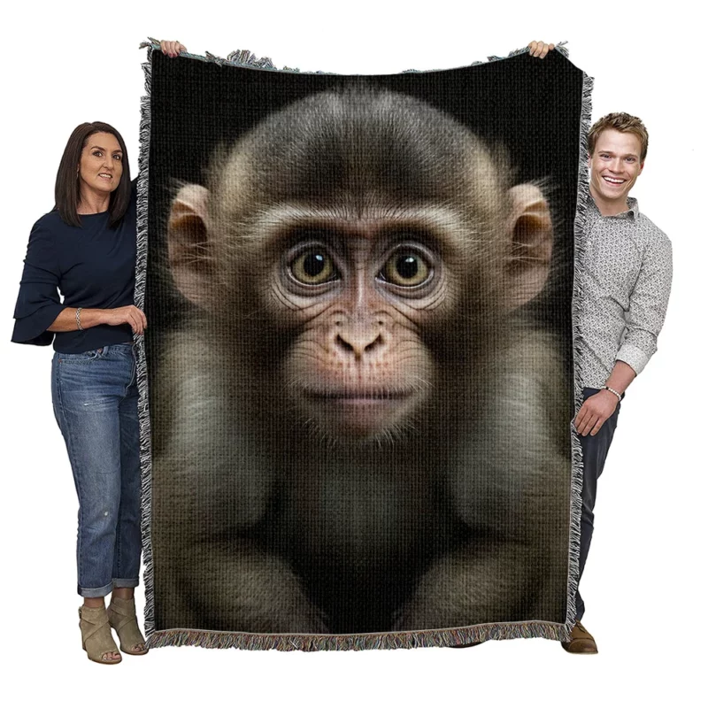 Chimpanzee Portrait Woven Blanket