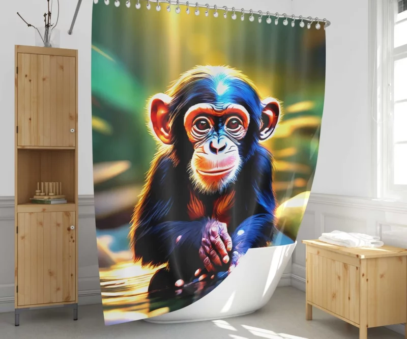 Chimpanzee Waterside Reverie Shower Curtain 1