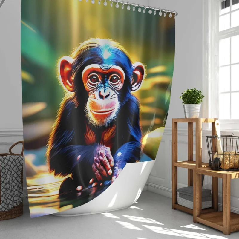 Chimpanzee Waterside Reverie Shower Curtain