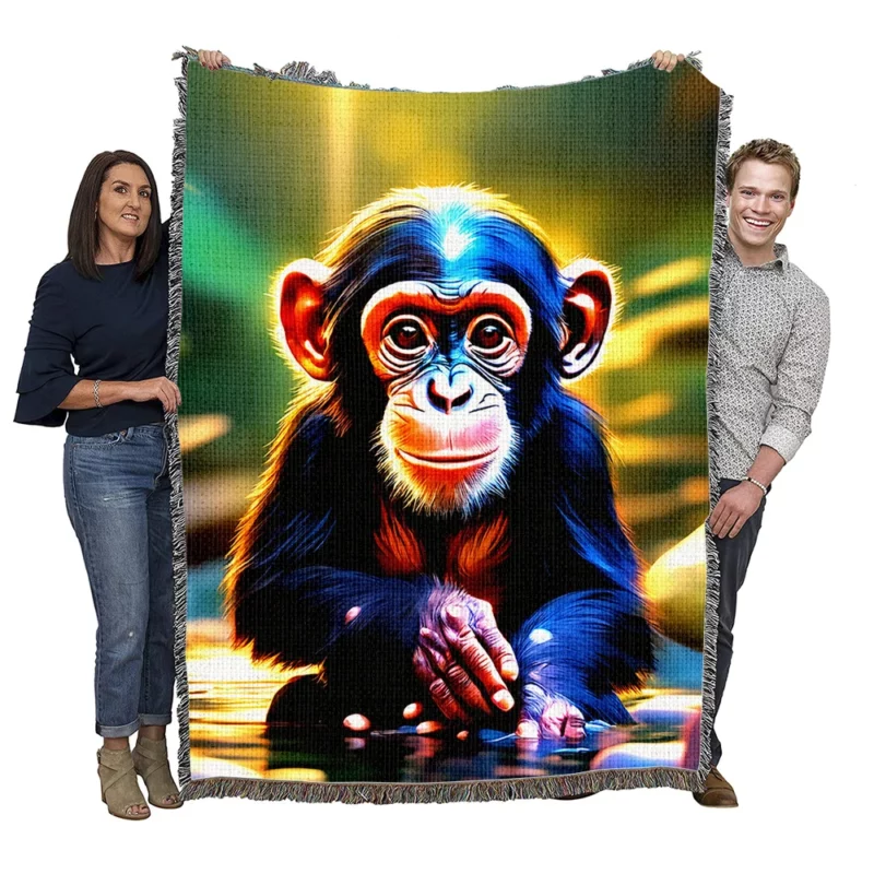 Chimpanzee Waterside Reverie Woven Blanket