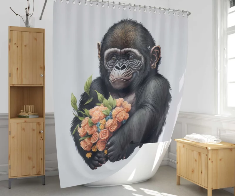 Chimpanzee With Flowers Shower Curtain 1